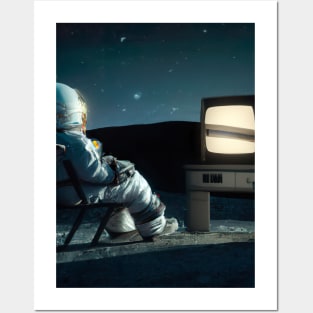 Astronaut watching TV Posters and Art